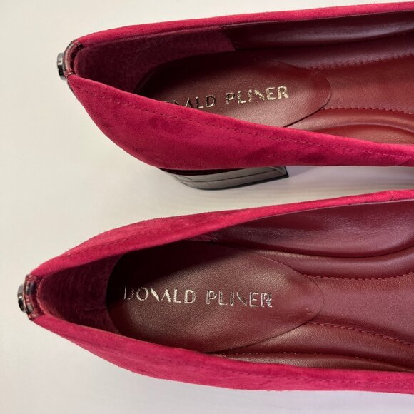 Donald Pliner Dreww Pump Size 7.5M Bordeaux Suede Croco Heel Comfort Show - Picture 8 of 16